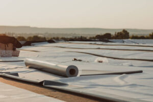 Roofing PVC membrane in rolls placed